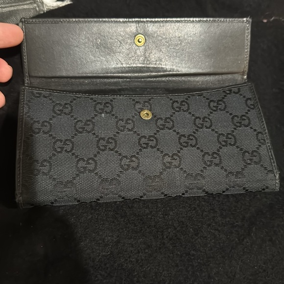 Women’s or Men's Black Monogram Canvas Gucci Vintage Long Wallet! Preloved 7/10 - Picture 11 of 17